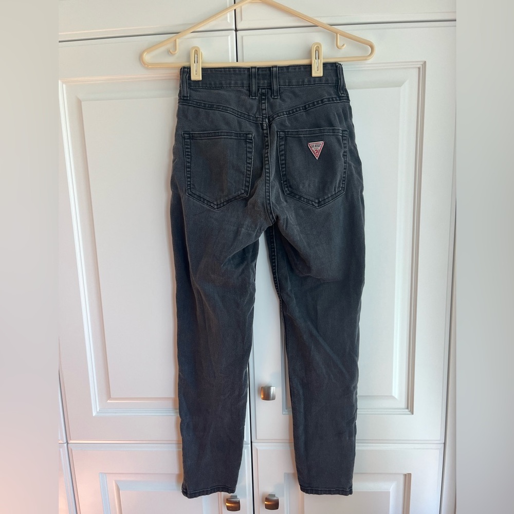 Vintage Black Washed Guess Straight Leg Jeans and Zipper Detail